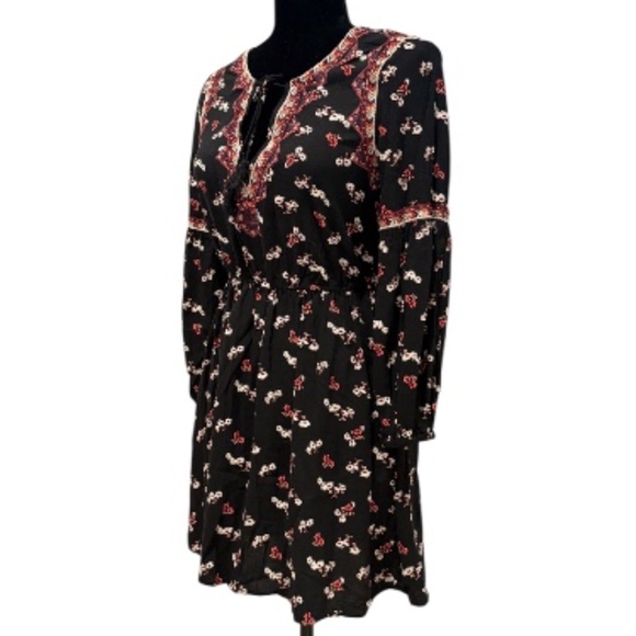 🌺 Forever 21 Boho Floral Long-Sleeve Mini Dress – Size Small - Picture 5 of 5